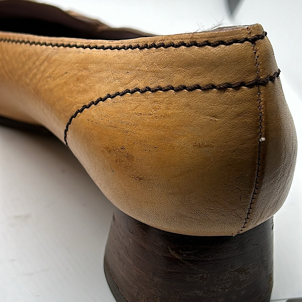 Prada Authenticated Vintage Tan Block Heel Loafer Shoes **Sz 39/US Size 9**🌸🌸 - Picture 11 of 13